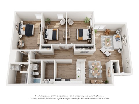 3 bed 2 bath | 1,350 Sq. Ft. 3 bed 2 bath | 1,350 Sq. Ft. at 2000 Oasis  Apartments, Atlanta, Georgia